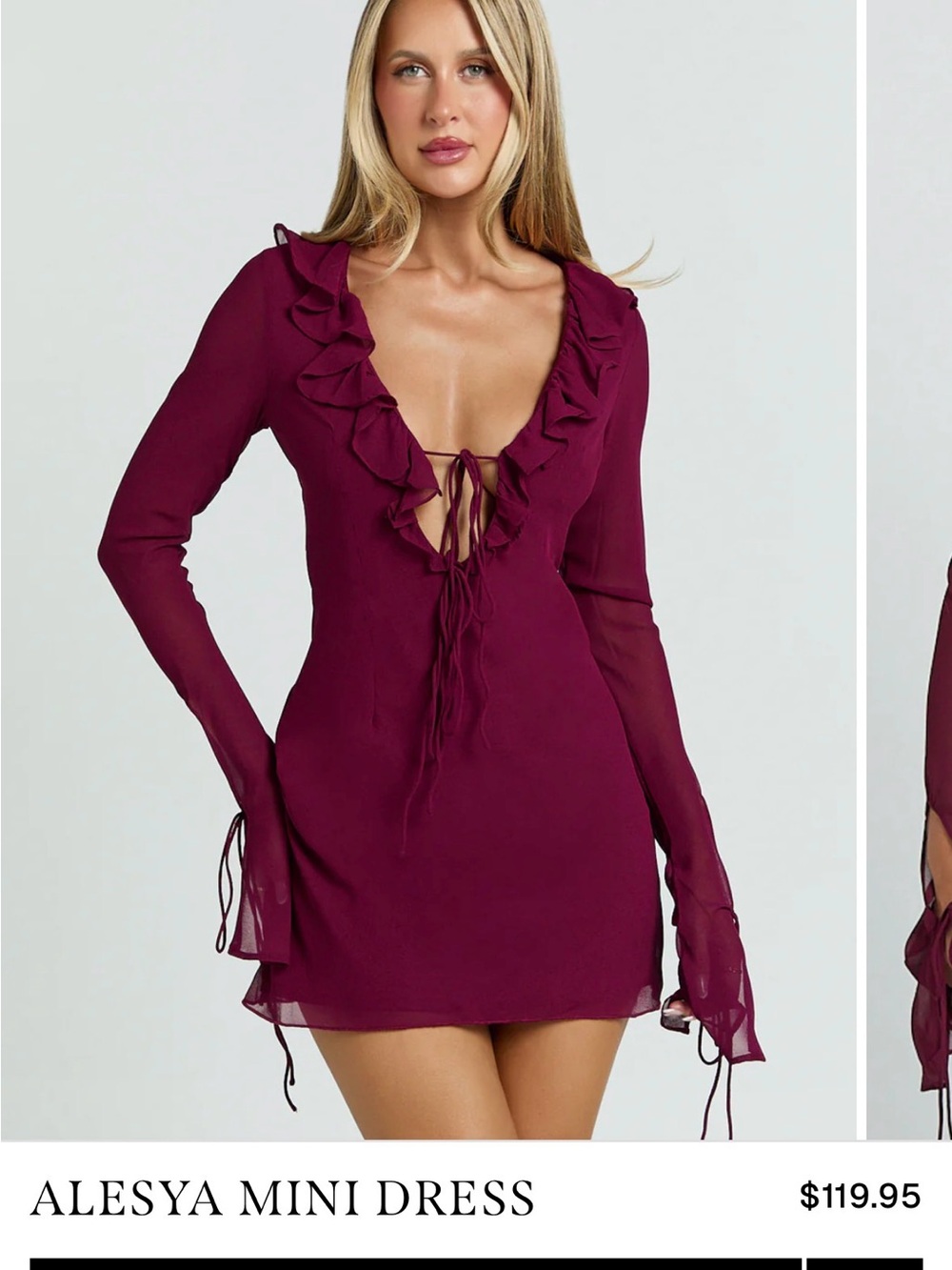 Showpo Alesya Mini Dress in Deep Berry